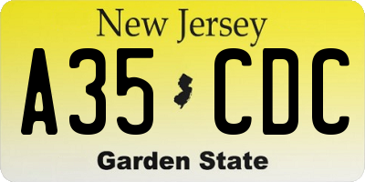 NJ license plate A35CDC