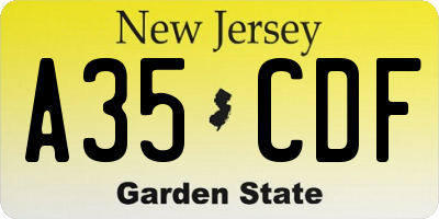 NJ license plate A35CDF