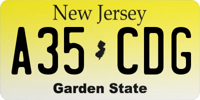 NJ license plate A35CDG