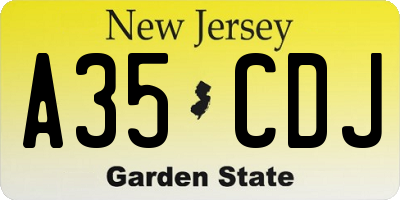 NJ license plate A35CDJ