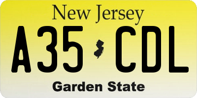 NJ license plate A35CDL