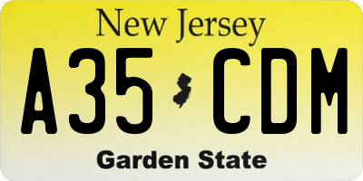 NJ license plate A35CDM