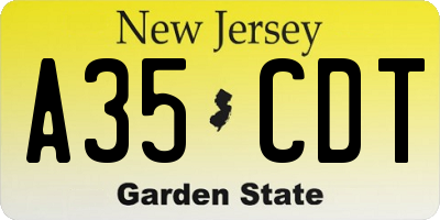 NJ license plate A35CDT