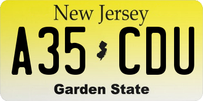 NJ license plate A35CDU