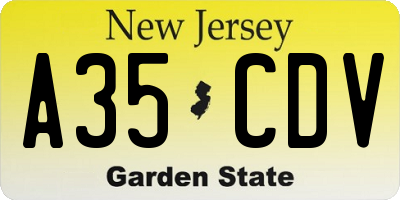 NJ license plate A35CDV