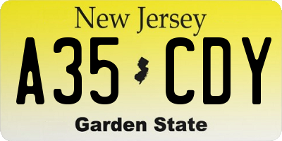 NJ license plate A35CDY