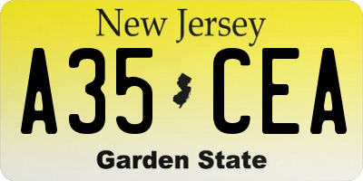 NJ license plate A35CEA