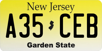 NJ license plate A35CEB