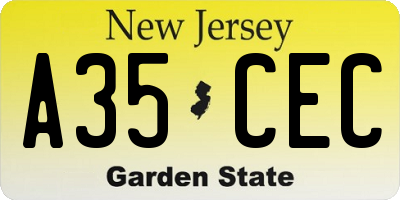 NJ license plate A35CEC