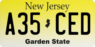 NJ license plate A35CED