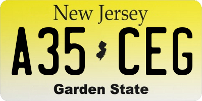 NJ license plate A35CEG