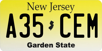 NJ license plate A35CEM