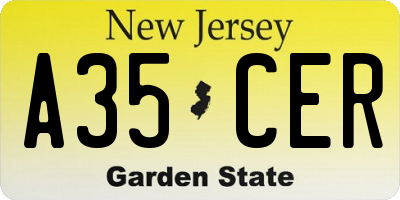 NJ license plate A35CER