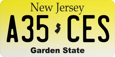 NJ license plate A35CES