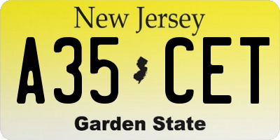 NJ license plate A35CET