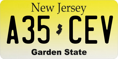NJ license plate A35CEV