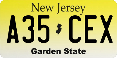 NJ license plate A35CEX