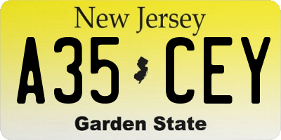 NJ license plate A35CEY