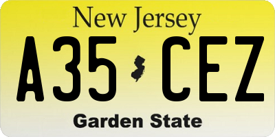 NJ license plate A35CEZ