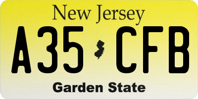 NJ license plate A35CFB