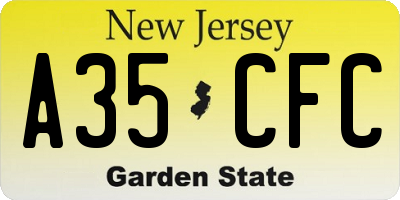 NJ license plate A35CFC