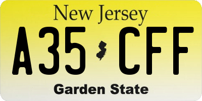 NJ license plate A35CFF