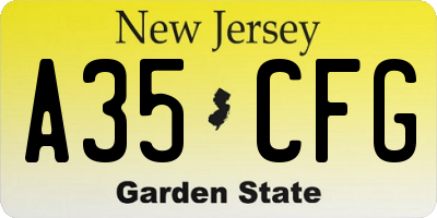 NJ license plate A35CFG
