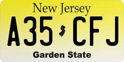 NJ license plate A35CFJ