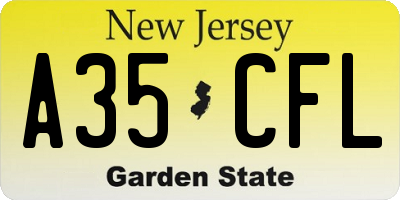 NJ license plate A35CFL