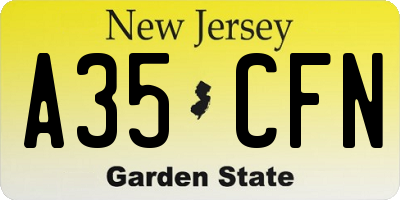 NJ license plate A35CFN