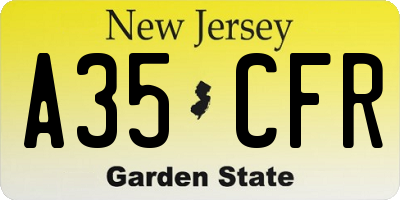 NJ license plate A35CFR
