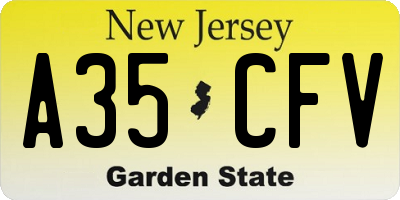 NJ license plate A35CFV