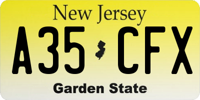 NJ license plate A35CFX
