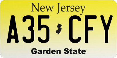 NJ license plate A35CFY