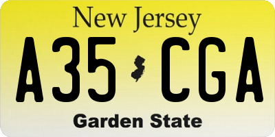 NJ license plate A35CGA