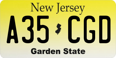 NJ license plate A35CGD