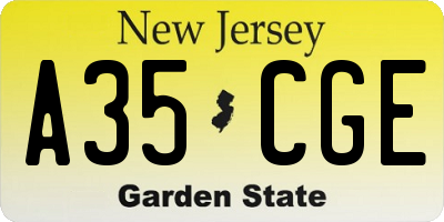NJ license plate A35CGE