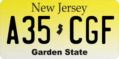 NJ license plate A35CGF