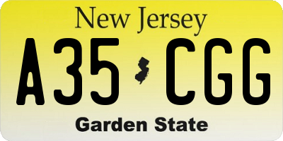 NJ license plate A35CGG