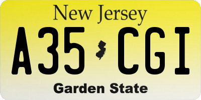 NJ license plate A35CGI