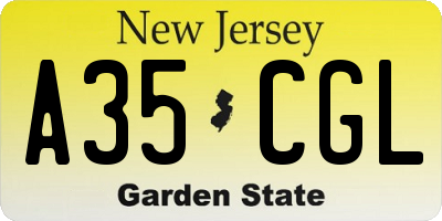 NJ license plate A35CGL