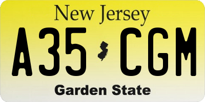 NJ license plate A35CGM