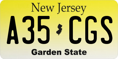 NJ license plate A35CGS