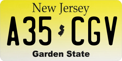 NJ license plate A35CGV
