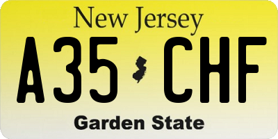NJ license plate A35CHF