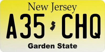 NJ license plate A35CHQ