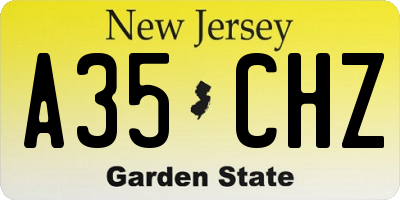 NJ license plate A35CHZ