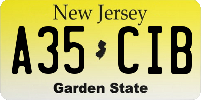 NJ license plate A35CIB