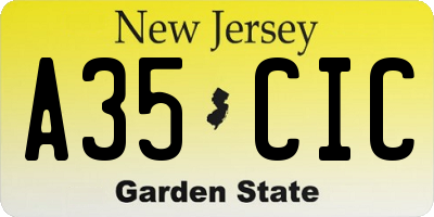 NJ license plate A35CIC