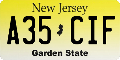 NJ license plate A35CIF
